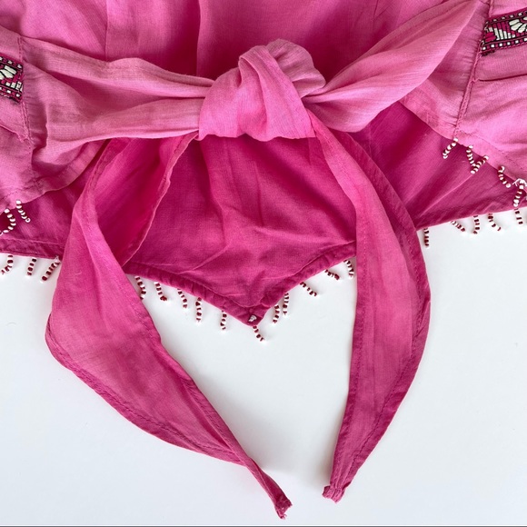 Le Chateu Tie-up Beaded Bandeau Crop Top - Picture 12 of 17